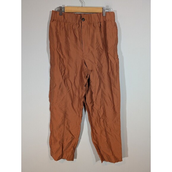 Madewell Pants Women Sz M Burnt Orange High Rise Cropped Trousers‎ - Picture 1 of 9
